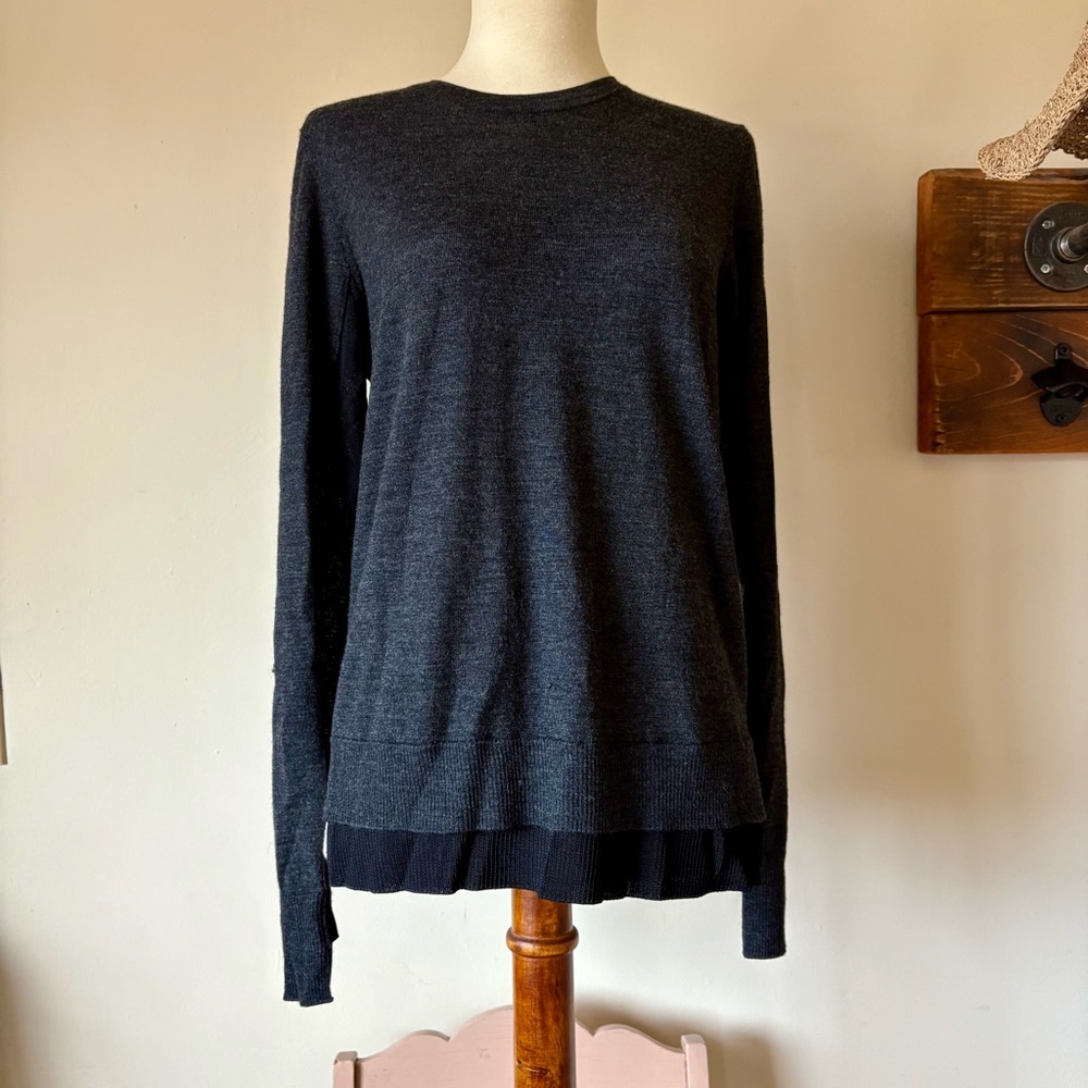 Rag & Bone Black Wool Sweater Sheer Back Sz S